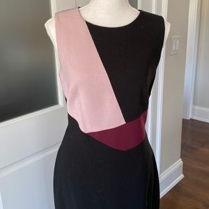 Tahari symmetrical dress.  Pretty Pink and Burgundy accents.